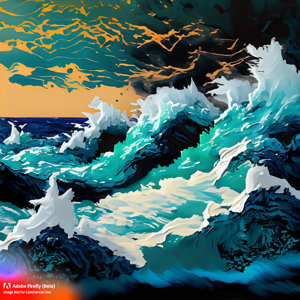 AI generated rough ocean painting
