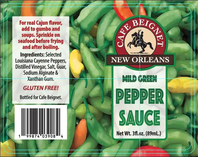 Cafe Beignet geen pepper sauce label